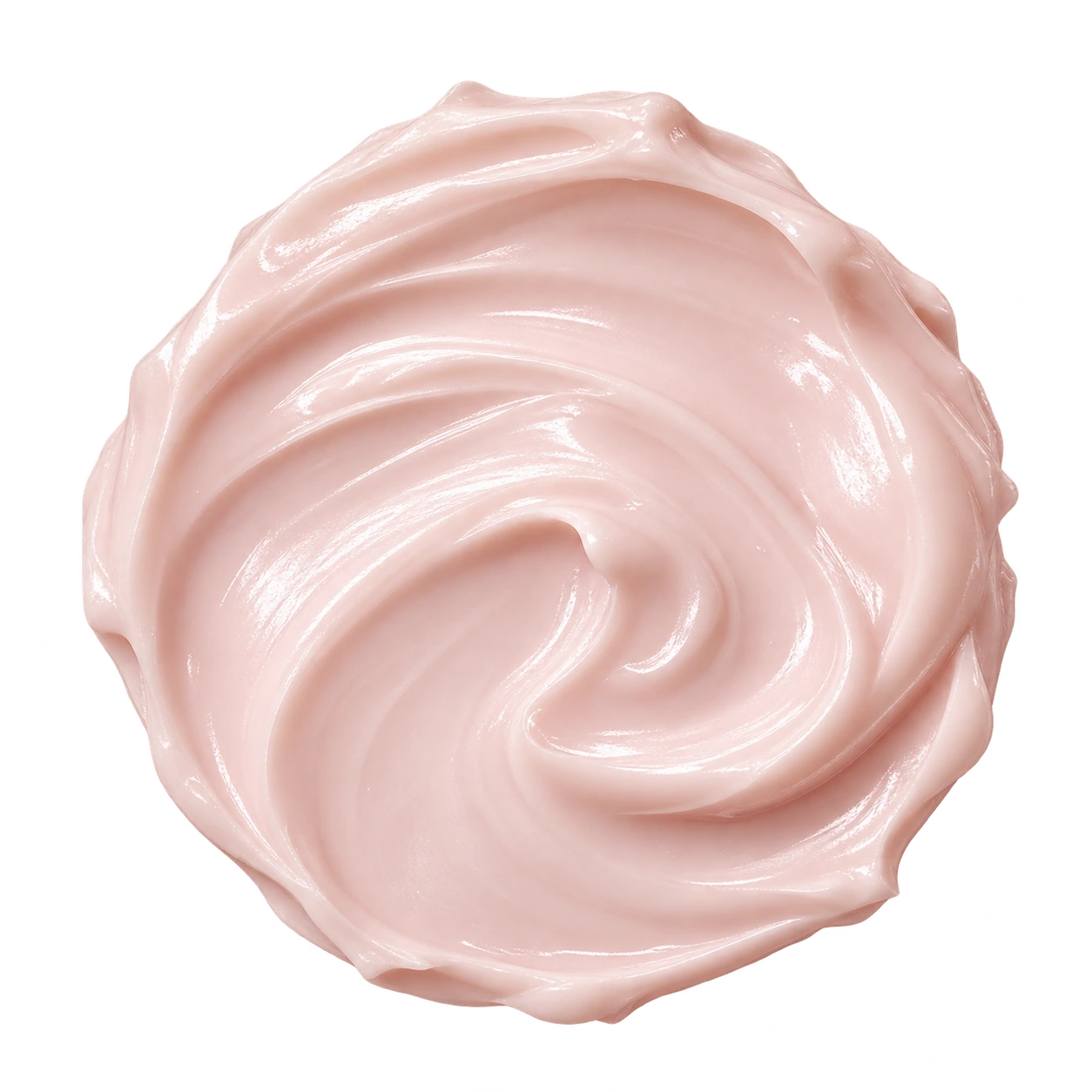 A circular swirl of blush-pink Rose Cream texture