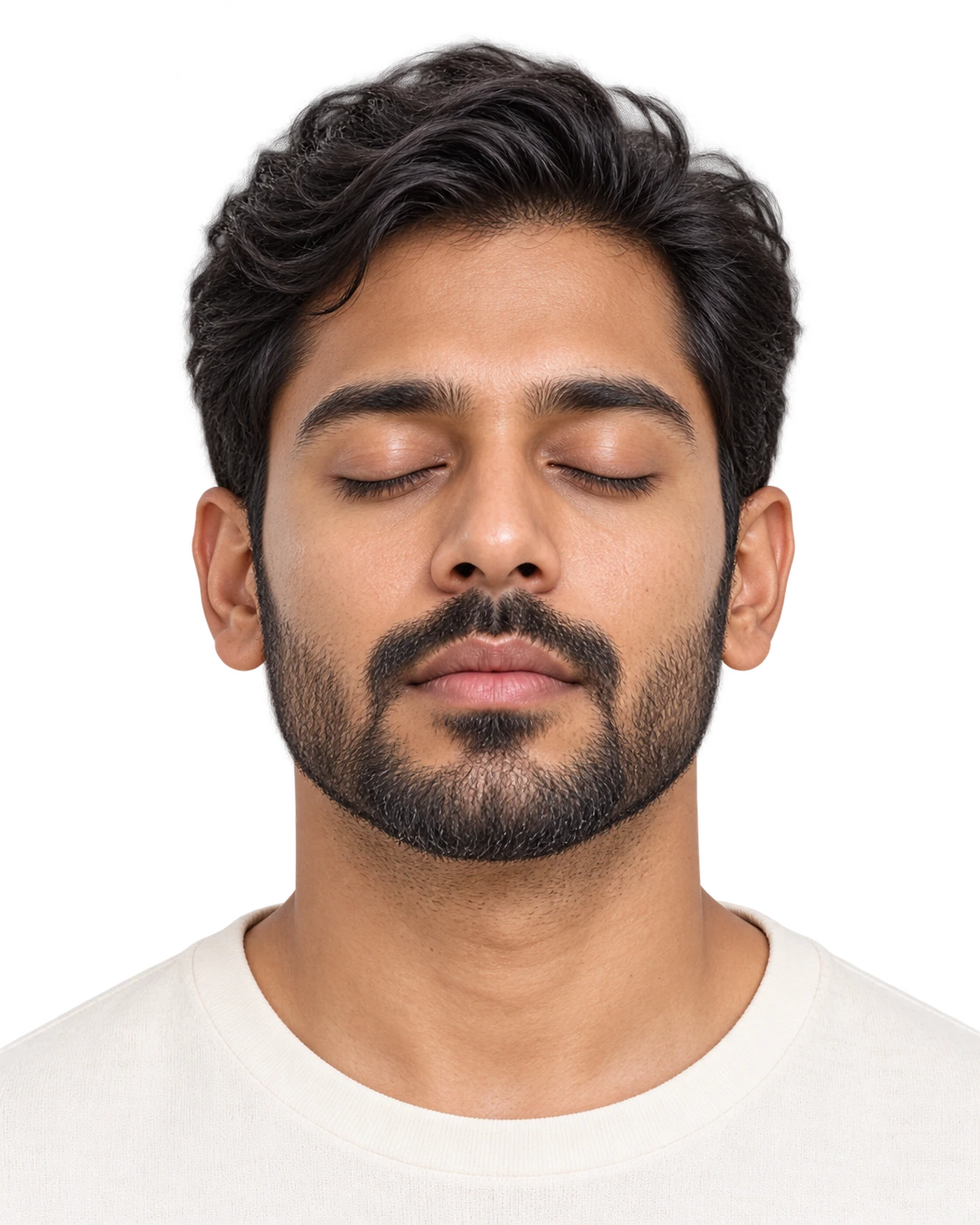 A man with eyes gently closed for the Naish skincare routine illustration